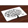 thumbnail image 1 of Feather Placemats Set of 4 Monochrome Tree with Ethnic Peacock Motifs with Eastern Culture Influences, Washable Fabric Place Mats for Dining Room Kitchen Table Decor,Black and White, by Ambesonne, 1 of 4