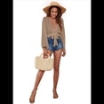 thumbnail image 3 of Traje de Baño para Mujer, Túnica, Bikini con Lazo, Camiseta de Playa Suave de Larga Caqui S, 3 of 8