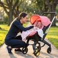 thumbnail image 6 of Baby Stroller, Lightweight Foldable Newborn Travel Carrier Stroller, with 3 Modes, Adjustable Handle, 5-Point Safety Harness, Pink, 6 of 8