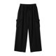 thumbnail image 5 of Pantalones de Vestido de Cintura Elástica para Mujeres Color Sólido Suelto Elástico Cordón de Cintura Pantalones de Pierna Recta de Bolsillo Grande, 5 of 5