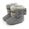 thumbnail image 3 of Infant Baby Girls Fleece Bowknot Booties Newborn Plush Snow Boots Winter Warm Shoes, 3 of 7