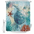 thumbnail image 2 of Sea Turtle Coastal Waterproof Fabric Shower Curtain,Nautical Summer Coral Ocean Vintage Waterproof Fabric Shower Curtain for Bathroom Curtains Bathtubs Shower Curtains with 12 Hooks Standard 72x72, 2 of 8