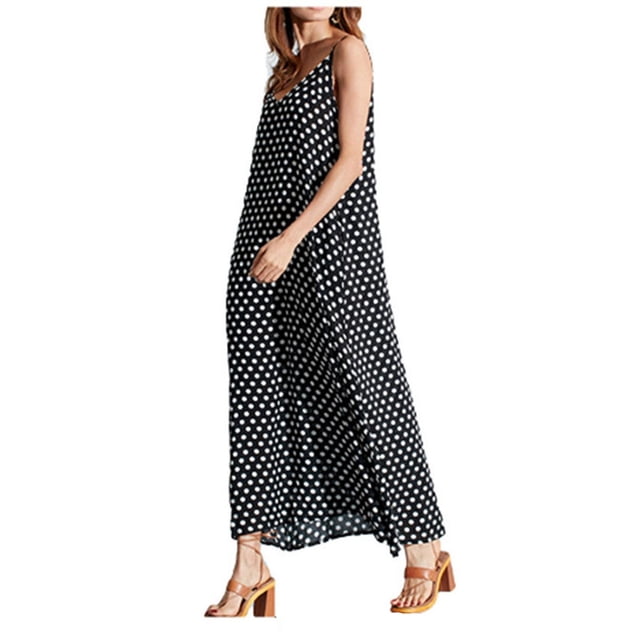 Vestido HUOGUO, casual de verano, cuello en V, estampado de lunares, para mujer