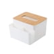 thumbnail image 1 of Caja de pañuelos de plástico con tapa de madera, servilletero redondo o cuadrado, dispensador de papel tisú húmedo, organizador moderno para el hogar y el automóvil, 1 of 5