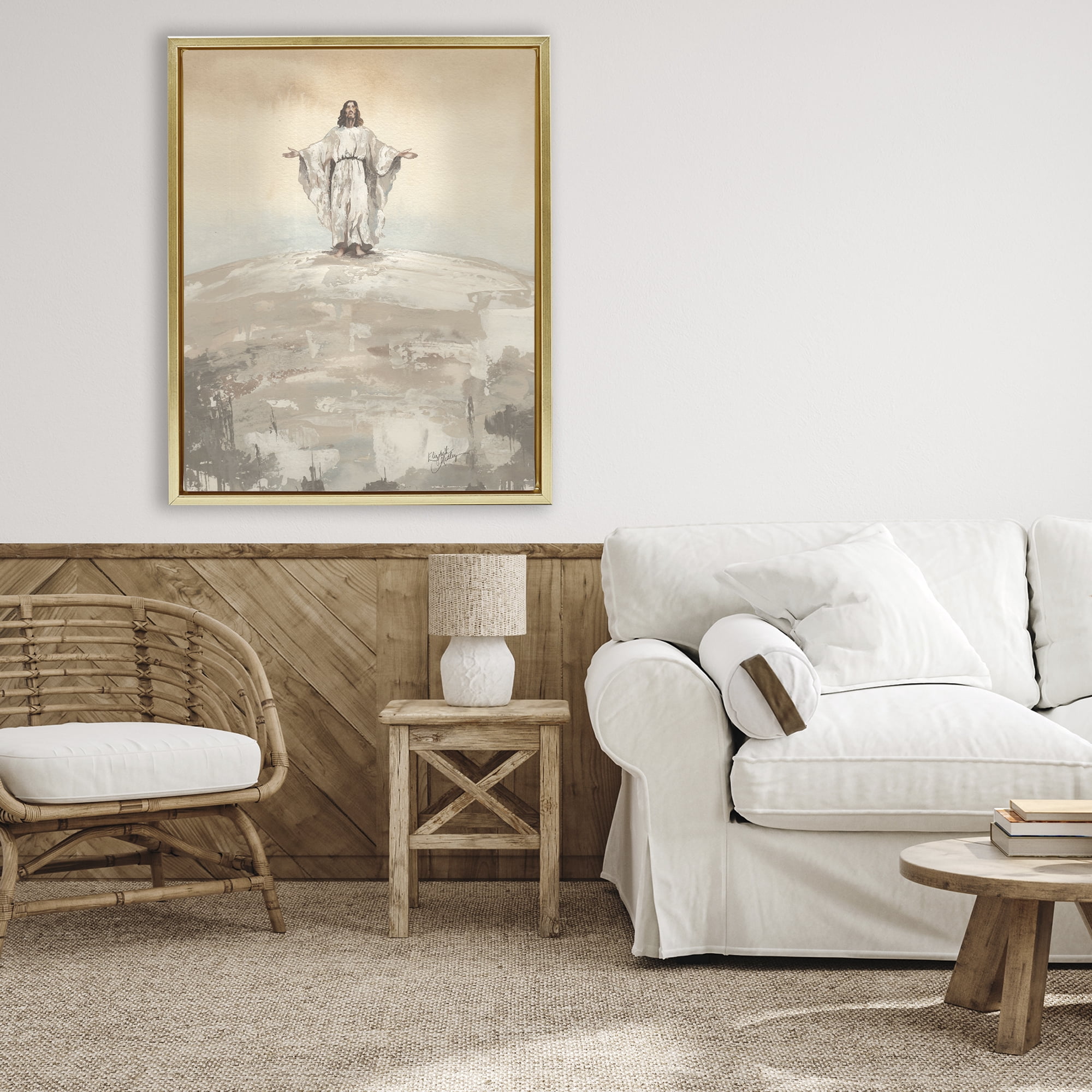 Stupell Industries Jesus on Hill Gold Framed Floater Canvas Wall Art, design by Elizabeth Medley