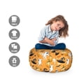 thumbnail image 2 of Ghost Storage Toy Bag Chair, Pattern with Ghost Pumpkin and Wizard Hat on Weathered Orange Background, Stuffed Animal Organizer Washable Bag, Large Size, Orange and Multicolor, by Ambesonne, 2 of 3