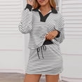 thumbnail image 3 of Women's Striped 2-Piece Lounge Set, Long Sleeve Sweatshirt & Skort Outfit for Casual Workout, 3 of 9