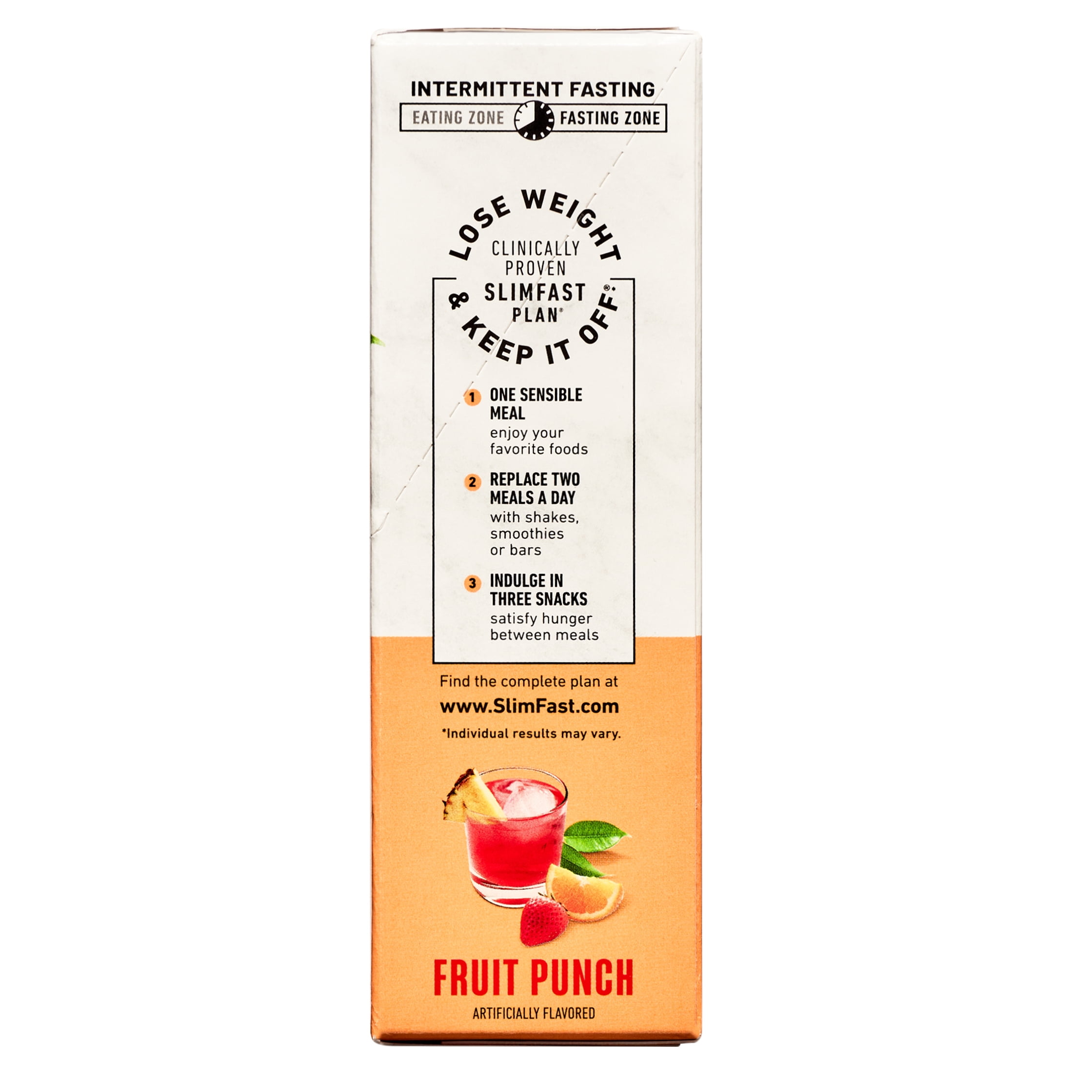 SlimFast, Intermittent Fasting Energizing Hydration Drink Mix, Fruit Punch, 12 Servings