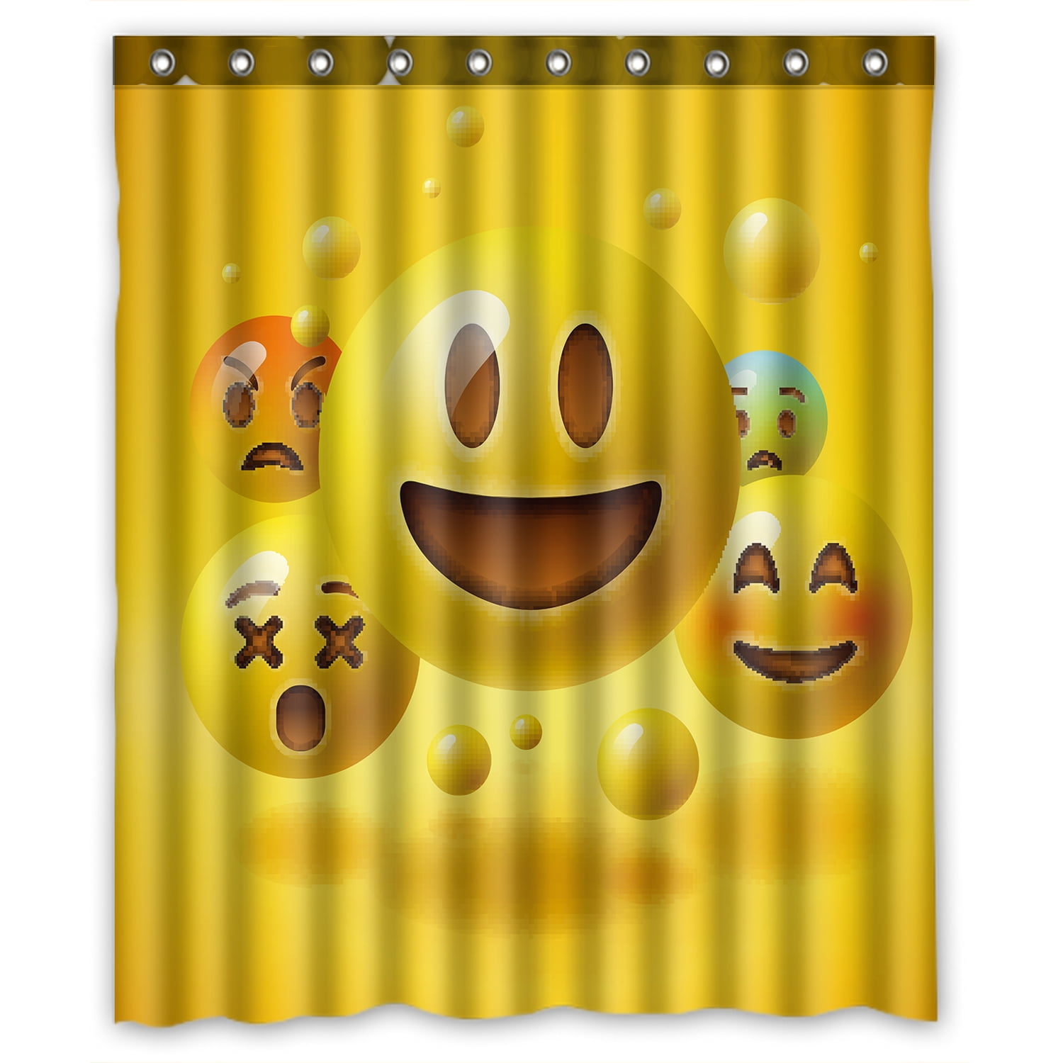 YKCG Happy Smile Emoji Home Waterproof Fabric Bathroom Shower Curtain