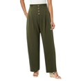 thumbnail image 1 of YDLCAFD Women's High Waisted Button Solid Color Loose Casual Straight Pants, 1 of 1