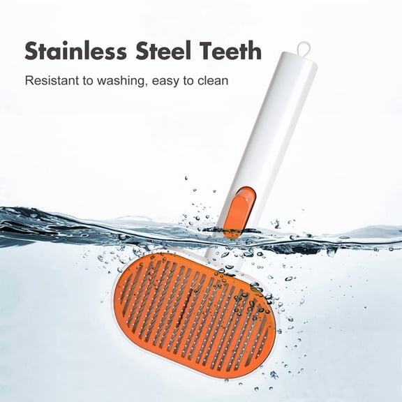 Indoor Cat Grooming Brush for Short and Long Haired Cats – ABS Stainless Steel Self-Cleaning Deshedding Brush