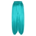 thumbnail image 5 of Hansber Womens Belly Dance Pants Satin Harem Pants Loose Solid Color Yoga Pants Indian Arabic Harem Trousers Cyan XXL, 5 of 7