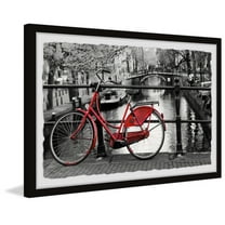 Marmont Hill Inc. 'Red Bicycle on the Bridge' Framed Painting Print 24 x 16