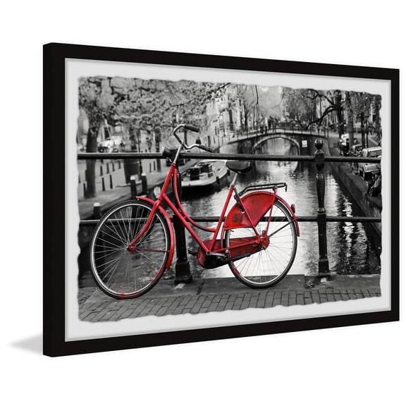 Marmont Hill Inc. 'Red Bicycle on the Bridge' Framed Painting Print 24 x 16