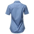 thumbnail image 3 of A2Y Women's Basic Durable Short Sleeve Button Down Business Office Formal Ladies Shirt Coastal Blue 3XL, 3 of 6