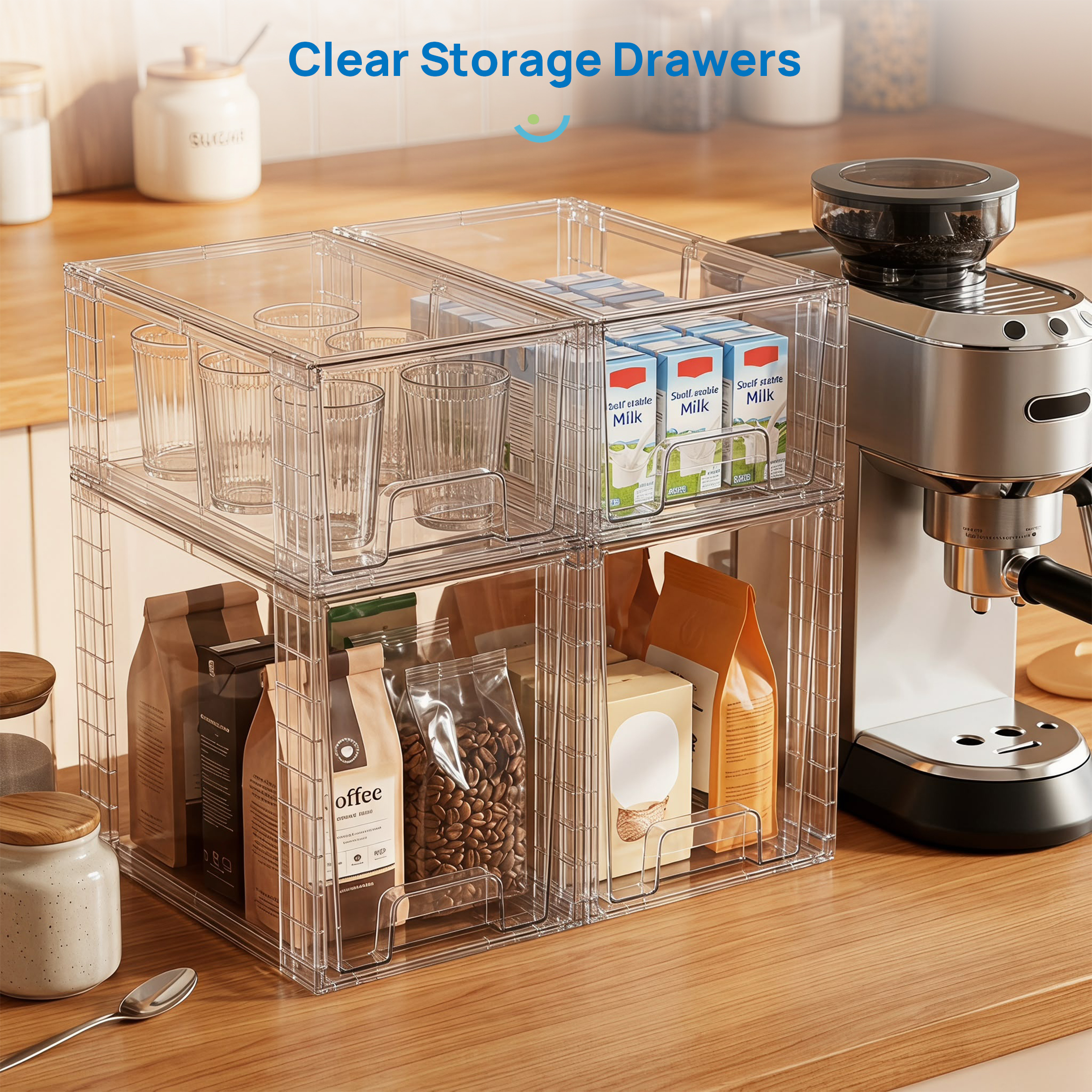 Sindcom 4-Pack Clear Stackable Storage Drawers photo 6