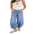 thumbnail image 2 of LYMAYTER Women Wide Leg Jeans Fashion Mid Waisted Baggy Straight Versatile for Denim Pants S-2XL, 2 of 8