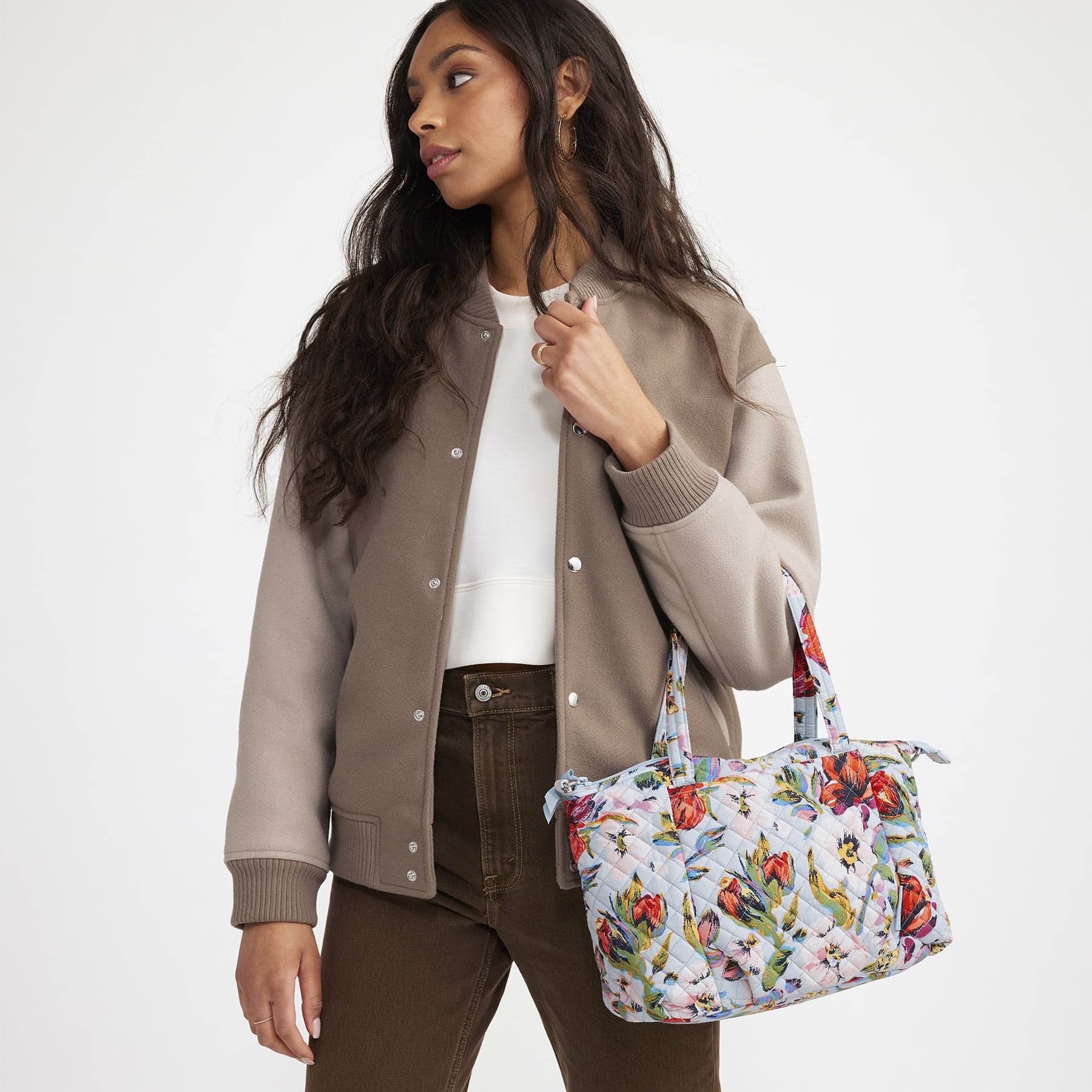 Vera Bradley Women's Cotton Pleated Multi-Strap Satchel Rose Toile