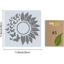 1pc 12"X12"Sunflower Butterfly Stencil Flower Templates Sun Petals Reusable Templates Plastic Drawing Painting Stencils Template for Painting on Card Wall Fabric Canvas Crafts Home Decor