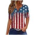thumbnail image 2 of Odbmxy T Shirts for Women Short Sleeve V-Neck Independence Day Shirts for Women Vacation Patriotic Striped Casual Summer Red Tops, 2 of 5