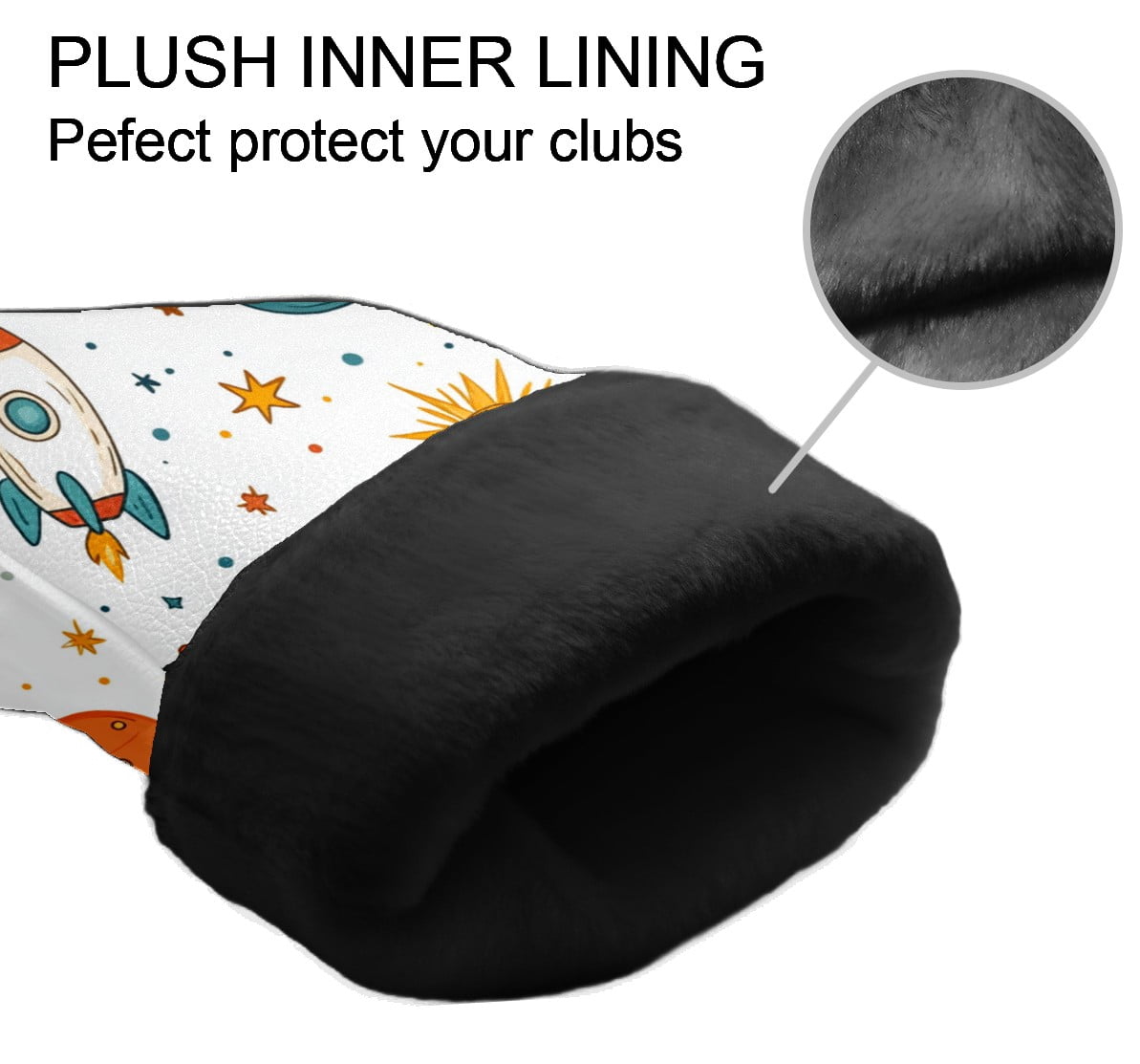 Golf Club Covers PU Leather Waterproof Head Covers for Fairway Woods Hybrids Spaceship Sun