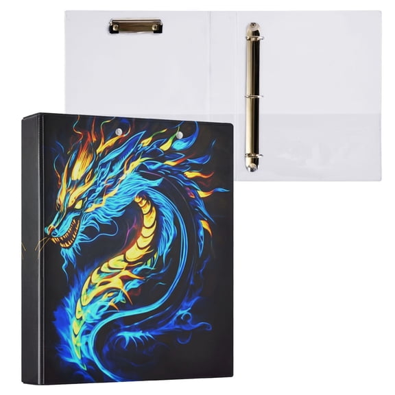 ALAZA Neon Dragon Hardcover 3 Ring Binder 1.5" D-Rings with Interior Pockets Binders School 1 PC