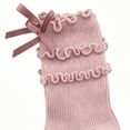 thumbnail image 3 of Jalioing Girls Ruffle Socks Breathable Crew Socks for Everyday Wear Kids Girls Cute Dress Socks with Bow, 3 of 5