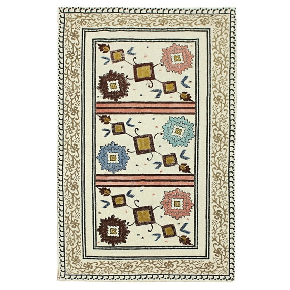Casavani Handmade Cotton Area Rug Bohemian Beige Cotton Living Room Carpets 2x3 feet