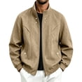 thumbnail image 2 of IhhxPro Men's Vintage-Inspired Leather Look Bomber Jacket with Pockets Fit Zip-Up Retro Classic Motorcycle Outerwear Casual Slim M-4XL, 2 of 9