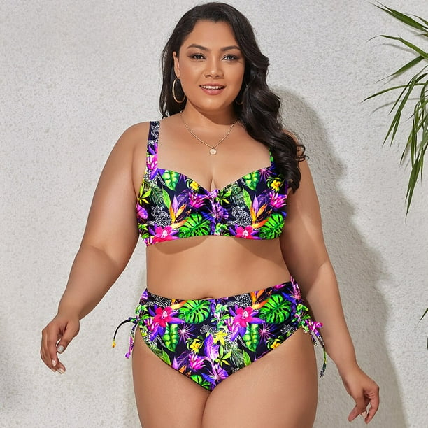 2023 nuevo traje de baño de talla grande para mujer traje de baño grande trajes de baño de dos piezas de cintura alta Push Up Bikini conjunto Sexy separado con estilo Tan Jianjun unisex