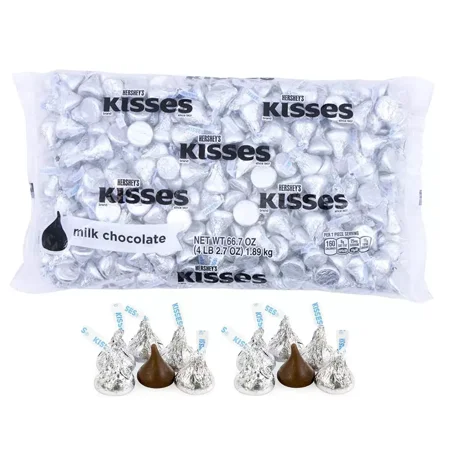 KISSES Silver Foils Milk Chocolate Bulk Delicious Candy 66.7-Ounce