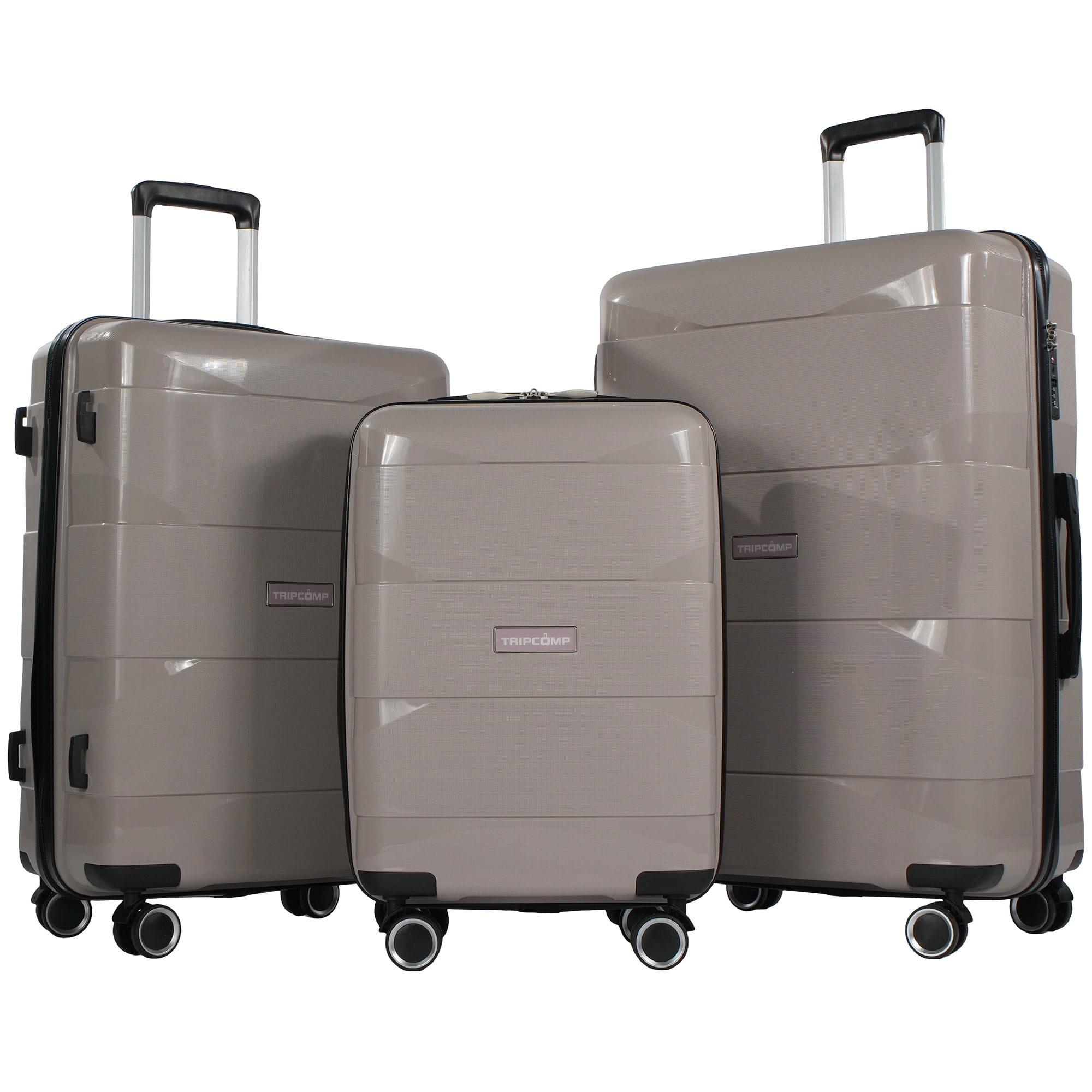 Tripcomp 3-Piece Hardside Luggage Set with TSA Lock, Spinner Wheels and Lightweight Design,  Suitcases in 20, 24 and 28 Inch Sizes,Beige