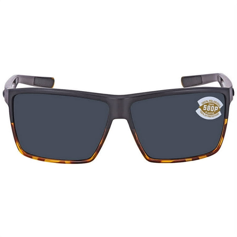 Costa Del Mar Men's Rincon Fishing and Watersports Polarized Rectangular  Sunglasses, Matte Black/Shiny Tortoise/Grey Polarized-580P, 63 mm 