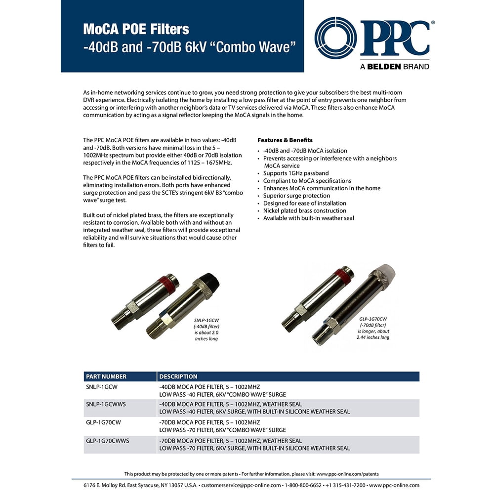 filter, moca "poe" for cable tv & ota coaxial networks only