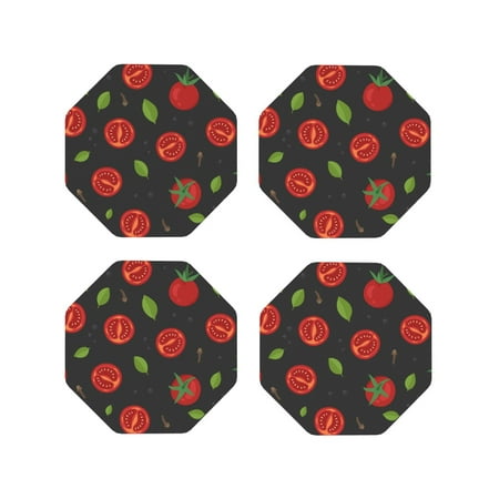 

Matuu Tomatoes1 for Cup Coasters Set of 4 Leather Coasters Desk Coasters for Office Measures 4” x 4”-Octagon
