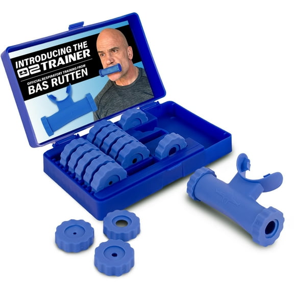 Bas Rutten O2 Inspiratory Muscle Training Device for Improving Diaphragmatic Breathing - Portable Lung Muscle and Respiratory Power Training Device - High Altitude Breathing Trainer - Blue