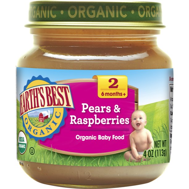 Earth's Best Organic Stage 2, Pears and Raspberries Baby Food, 4 oz