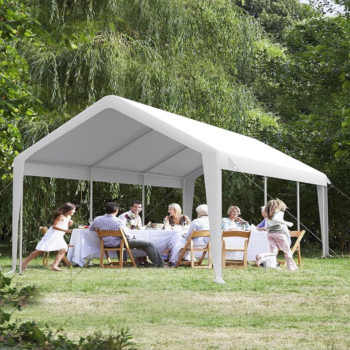 Danolapsi 10'x20' Replacement Canopy Cover Top Heavy-Duty Carport Cover，160G PE Waterproof & UV-Resistant Replacement Canopy Top Only Easy Installation(Frame Not Included)