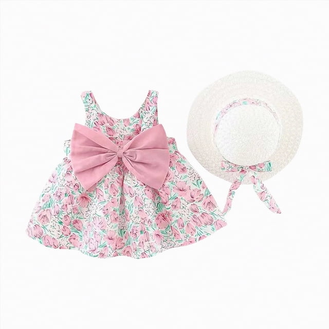 Gubotare Robe pour Tout-Petite Fille Robe de Concours pour Bébés Filles Paillettes Tulle Tutu Robe à Fleurs 3T 4T (Rose, 3-4 Ans)