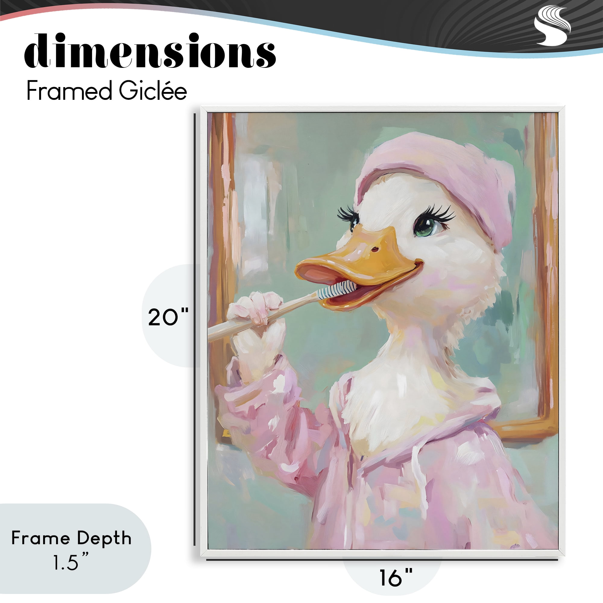 Stupell Industries Duck Brushing Teeth White Framed Giclee Art, design by The Prints Vibe