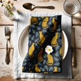 thumbnail image 5 of Vargottam Cheetah & Monstera Print Design Cotton Canvas Napkin - Set of 12, 20-Inch Elegant Blue Cloth Napkin, Perfect for Harvest Dinner, Thanksgiving, Farmhouse - Machine Washable, 5 of 7