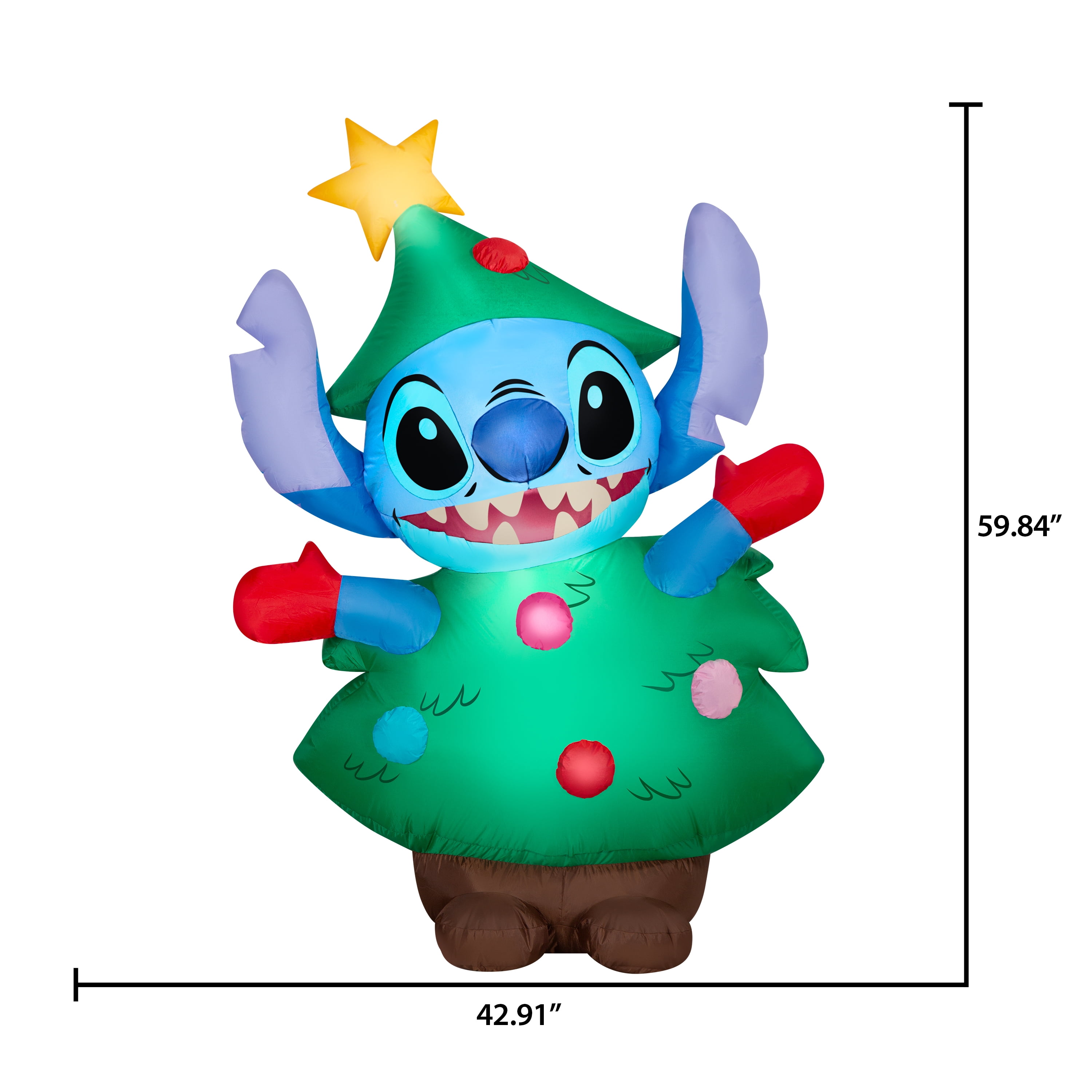 Airblown Christmas Yard Inflatable Stitch in Christmas Tree Costume by Disney, 5 ft
