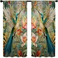 thumbnail image 6 of Vintage Floral Hummingbird Kitchen Curtain 28W X 40L Inch 2 Panel Rod Pocket William Morris Flower Retro Botanical Aesthetic Bird Leaves Small Short Cafe Tier Window Drapes Bathroom Decor, 6 of 6