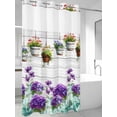 thumbnail image 2 of No Hook Shower Curtain with Snap-in Liner, Spring Purple Flowers Waterproof Fabric Bathroom Curtains, Botanical Vases Pots Floral Wooden Bath Curtains & Mesh Top Window 54"x78", 2 of 9
