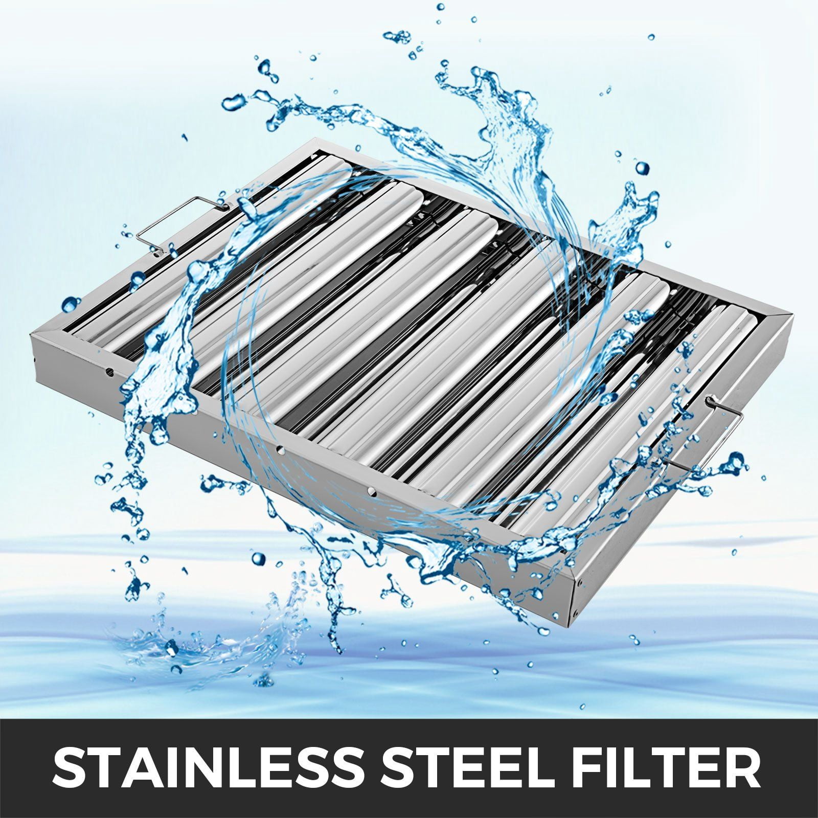 6 Pack 19.5W x 15.5H Inch 430 Stainless Steel 5 Groove Commercial Range Hood Grease Filters