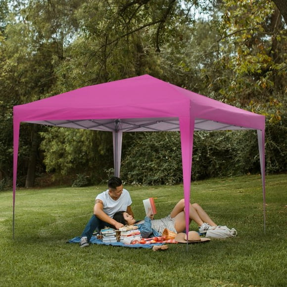 Wesfital 10x10 Feet Outdoor Pop Up Canopy Tent Instant Shelter Pop-Up Sun Camping Tent, Pink