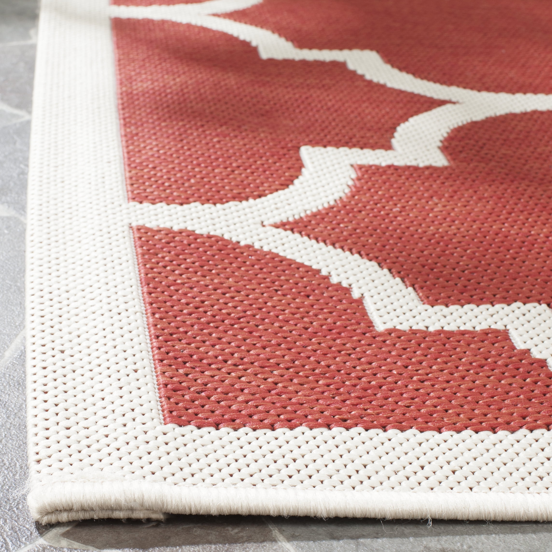 Safavieh Courtyard Alyssa Geometric Indoor/Outdoor Area Rug, Red/Bone, 4' x 5'7"