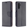 thumbnail image 2 of Feishell Phone Case for Samsung Galaxy A25 5G, Lychee Texture Plain PU Leather Magnetic Clasp Folio Flip Kickstand Wallet Phone Case with Card Slots & Wrist Strap, Black, 2 of 9
