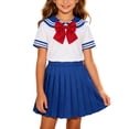 thumbnail image 2 of Girls Dress Sailor School Uniform Shirt Skirt Bow Tie Outfits Navy Suit Size 5-12 Blue, 2 of 9