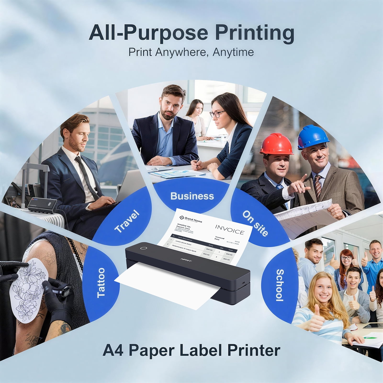 Shieny Tattoo Stencil Printer with 10pcs Transfer Paper, Thermal Printer ,107mm/210mm/216mm/ US Letter Thermal Paper for Tattoo Artists & Beginners, Compatible with Phone/Tablet/PC
